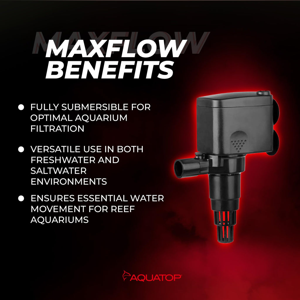 Aquatop Maxflow Submersible Aquarium Power Head - Ensures Optimal Water Movement For Reef Aquariums, With Air Intake And Adjusta