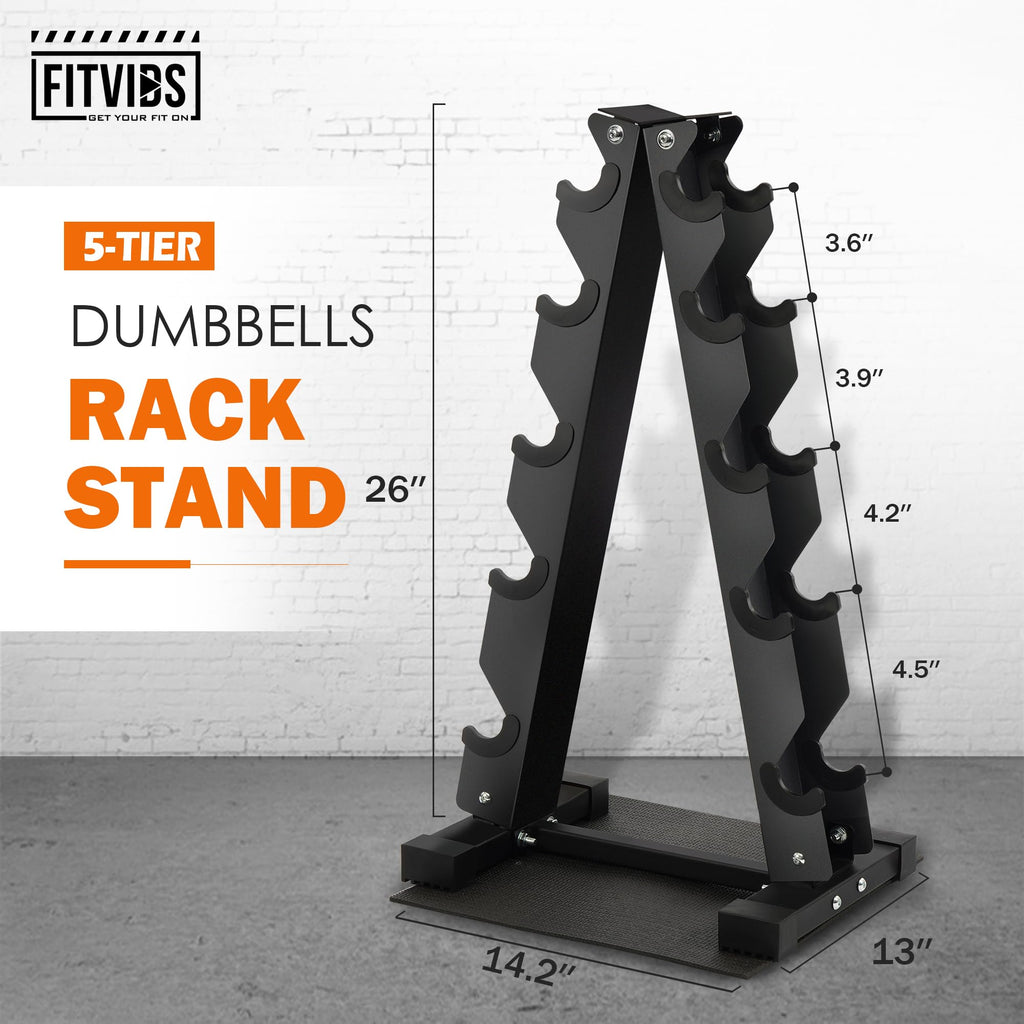 Fitvids Dumbbell Rack A-Frame Weight Rack For Home Gym 5 Tier