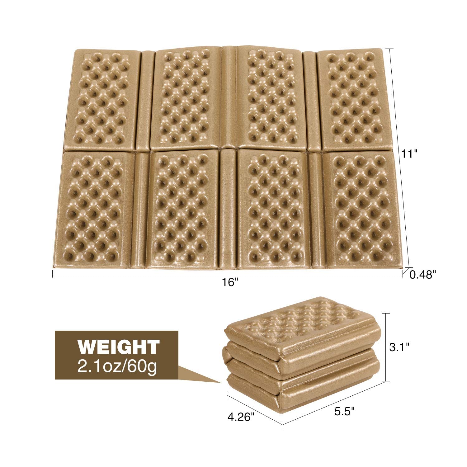 Redcamp Foam Hiking Seat Pad, Foldable Z Ultralight Sitting Pad For Camping Backpacking Stadium Outdoor, Green 2Pcs