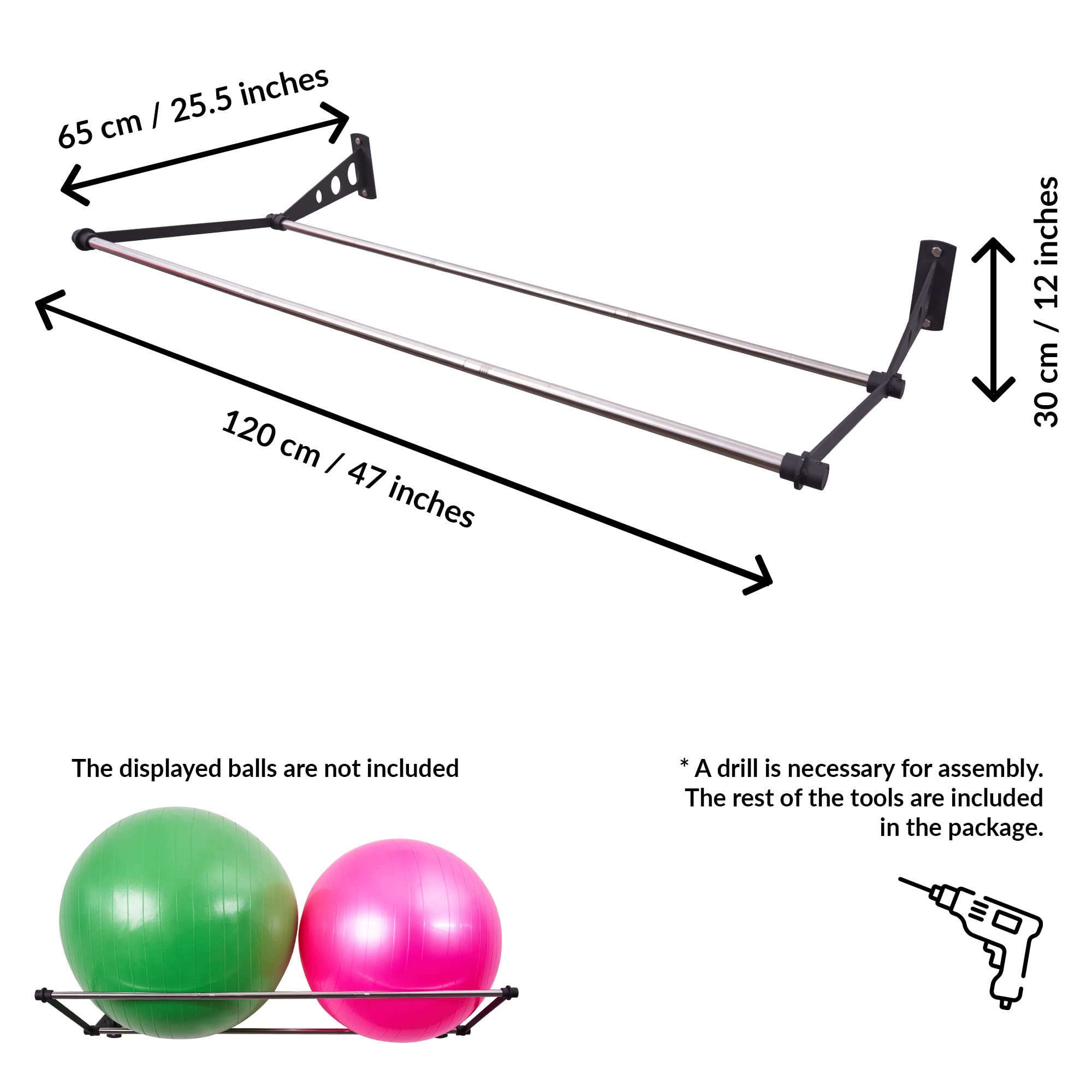 Exercise Ball Holder  Organize Your Space  Wall Mounted Ball Rack  Yoga Ball Holder  Exercise Ball Wall Mount  Fitness Ball Rack