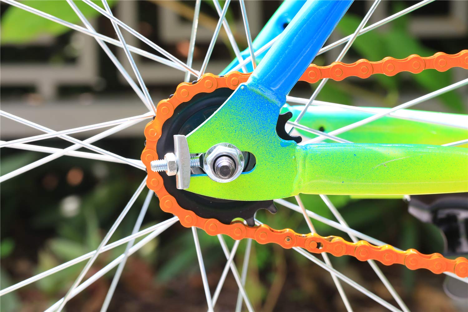 Zonkie Single-Speed Bicycle Chain 1/2 X 1/8 Inch 116 Links (Orange, 1/2'' 1/8'' 116 Links)