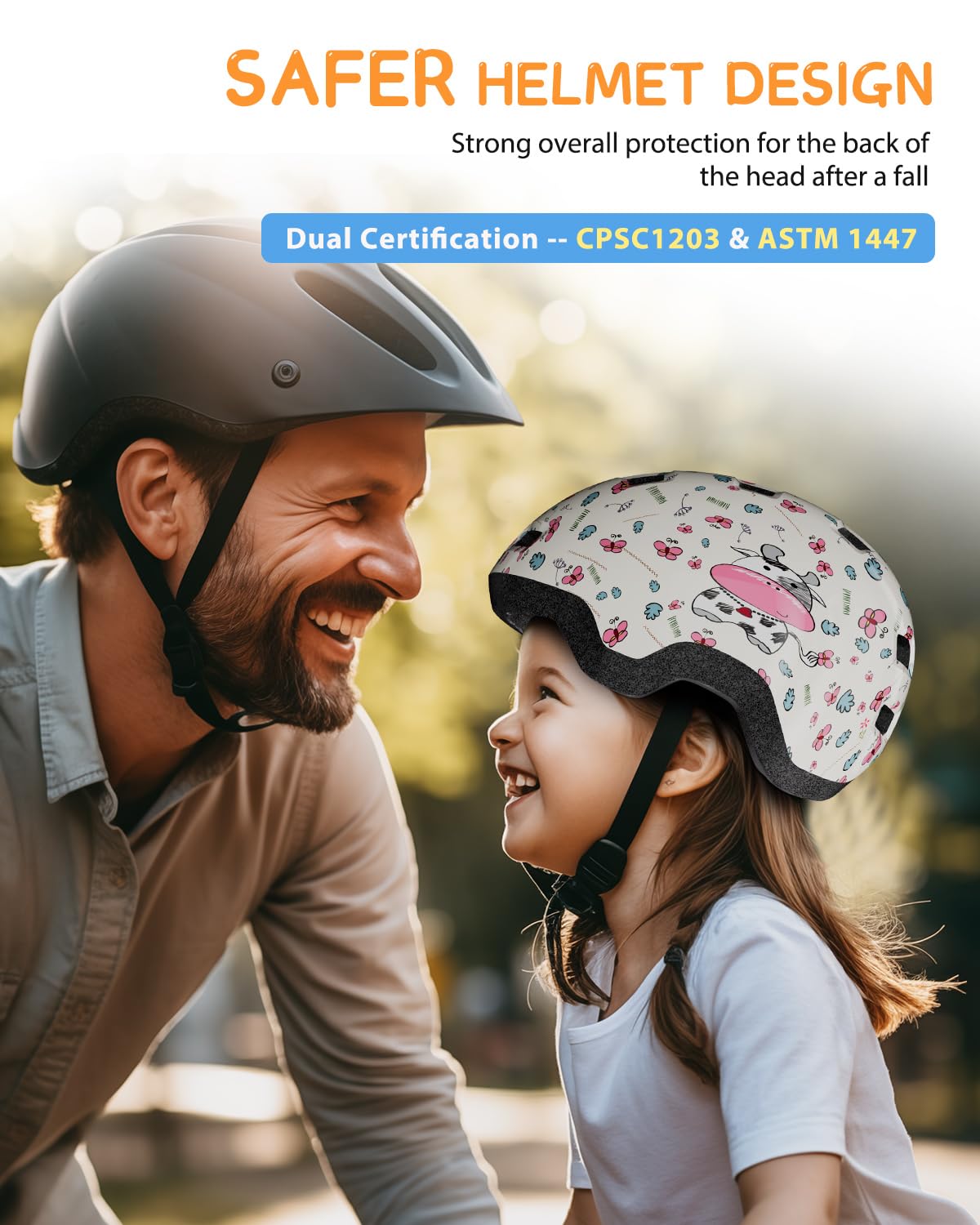Toddler Bike Helmet 1-3 Years Old- with 12 Vents & Dual Liner (0.16+0.28) - Adjustable Dial Fit (45-51cm) (XS,Cow)