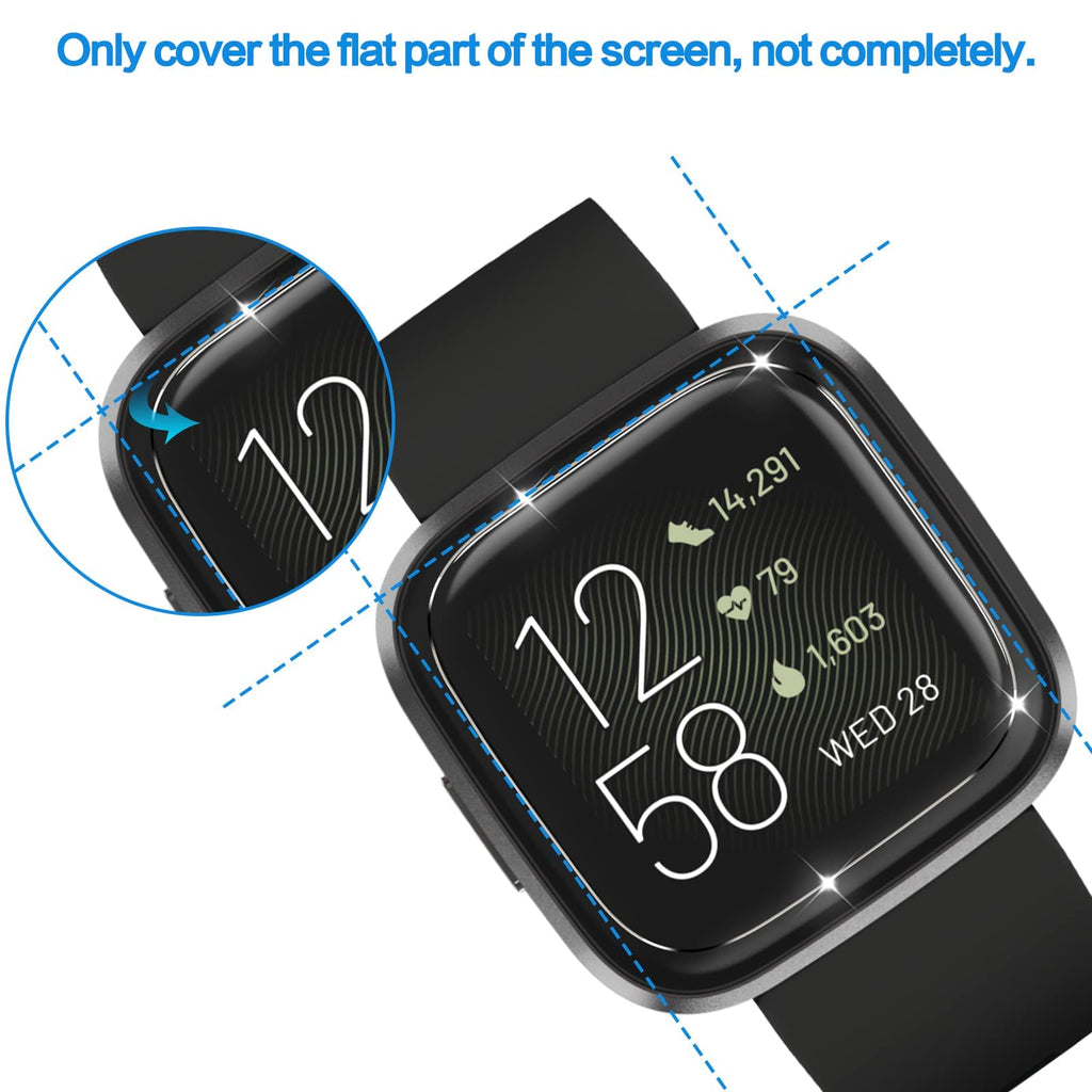 5 Pack] Compatible For Fitbit Versa 2 Tempered Glass Screen Protector, Ymhml Waterproof 9H Hardness Crystal Clear No-Bubble] Ant