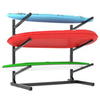 Flixelio Kayak Storage Rack For 3 Kayaks, Freestanding Kayak Rack With Wheels, Metal Indoor Kayak Stand, Heavy Duty Garage Stora