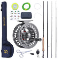Sougayilang Fly Fishing Rod and Reel Combo, 4 Pieces Ultra Lightweight Portable Fly Rod and CNC Machined Aluminum Alloy Reel Com