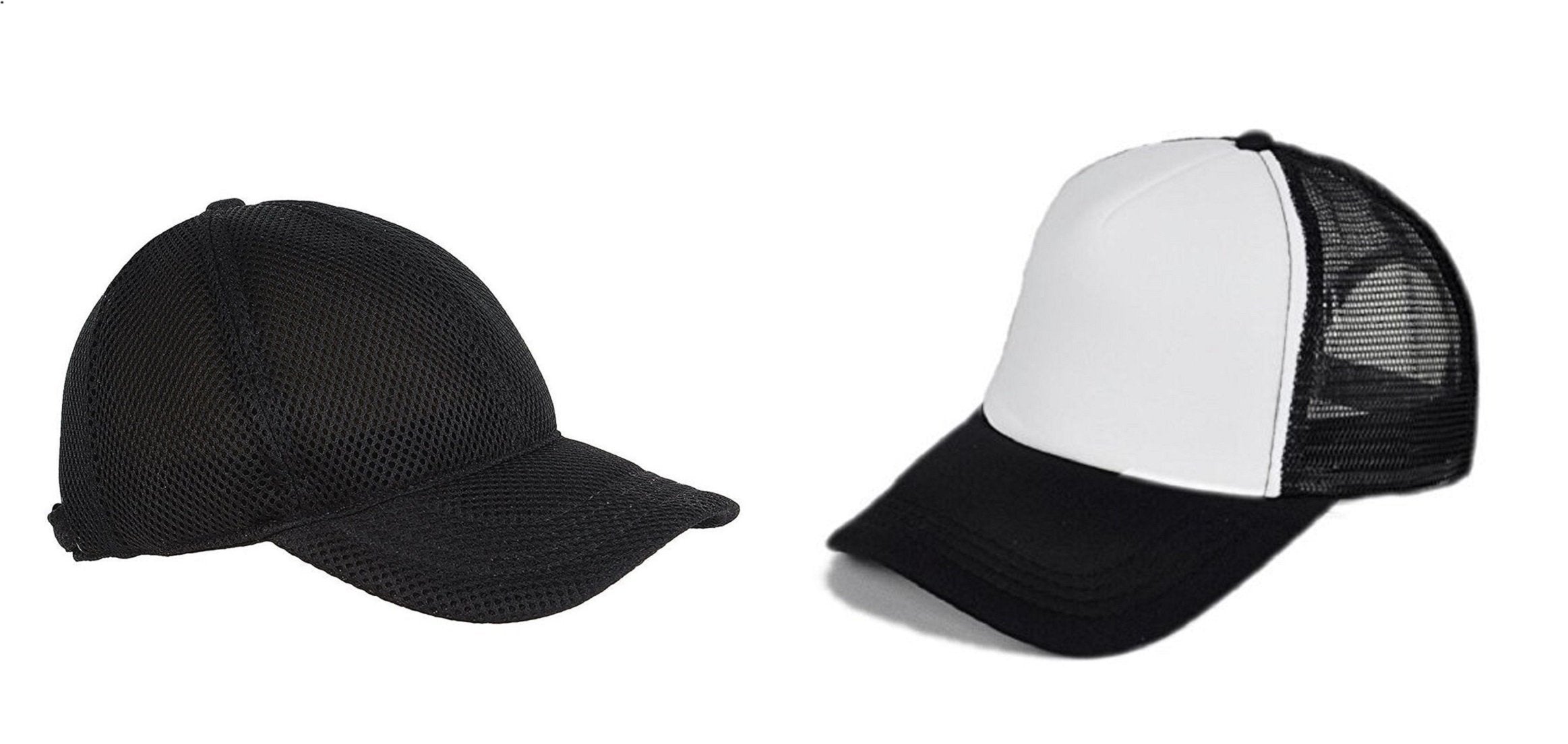 Michelangelo Black Full Mesh Net Cap And Black White Half Net Unisex Cap Combo