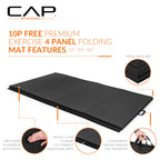 Cap Barbell Folding Exercise Mat - Durable, Anti-Tear, Thick Padding For Fitness, Aerobics, Gymnastics & Home Workouts. 10' X 4'