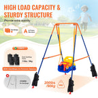 Vevor Swing Sets For Backyard, 3-In-1 Toddler Swing Set With 4 Sandbags, Easy To Assemble, Foldable Metal Stand, Swingset Indoor