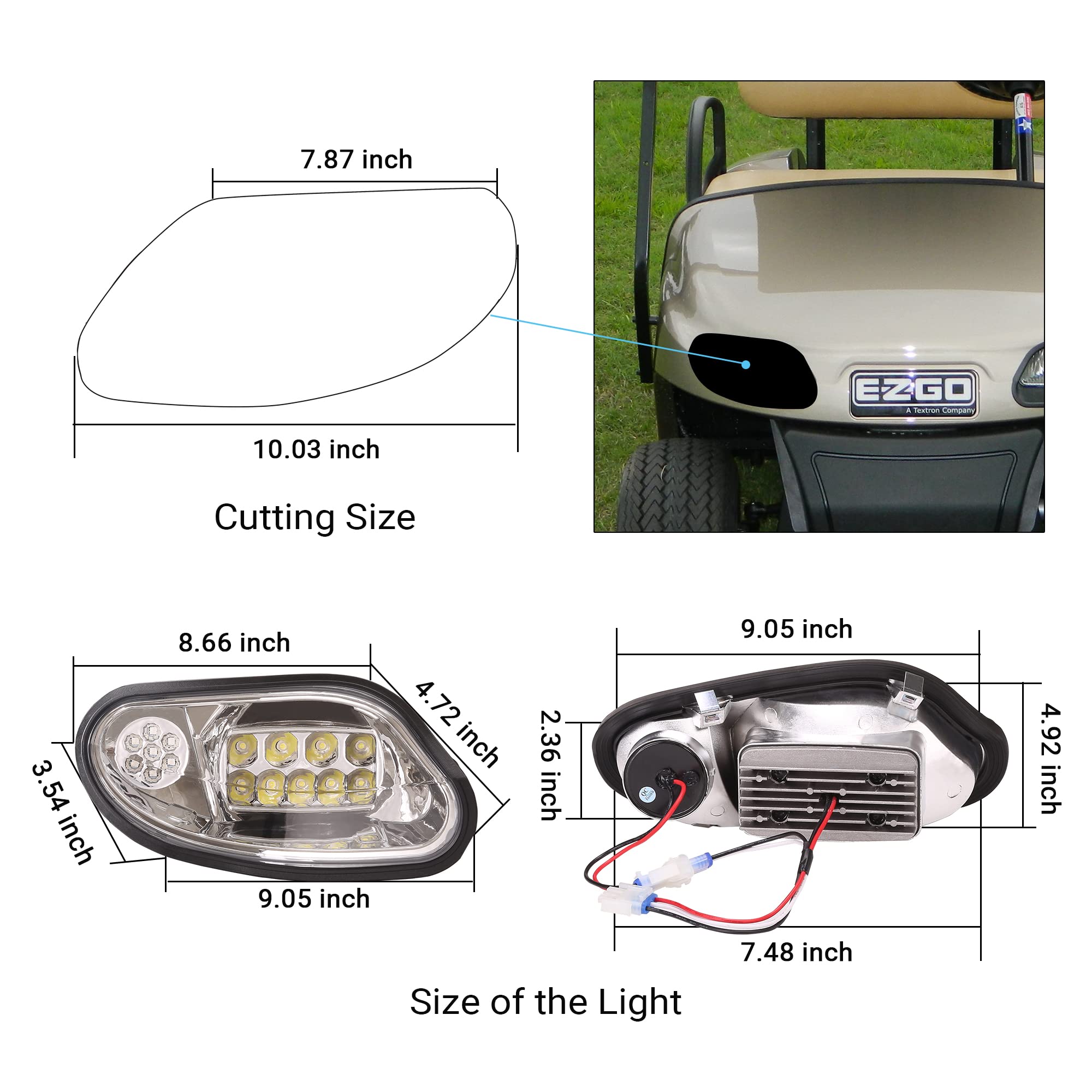 10L0L Golf Cart Light Kit (12V) For Ezgo Freedom/T48 2014-Up (Gas & Electric),Complete Headlight Taillight Kit With Deluxe Light