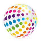 Intex Jumbo Inflatable Glossy Colorful Transparent Pvc Giant Beach Ball W/Repair Patch In Polka-Dot Or Rainbow Stripes For Ages 