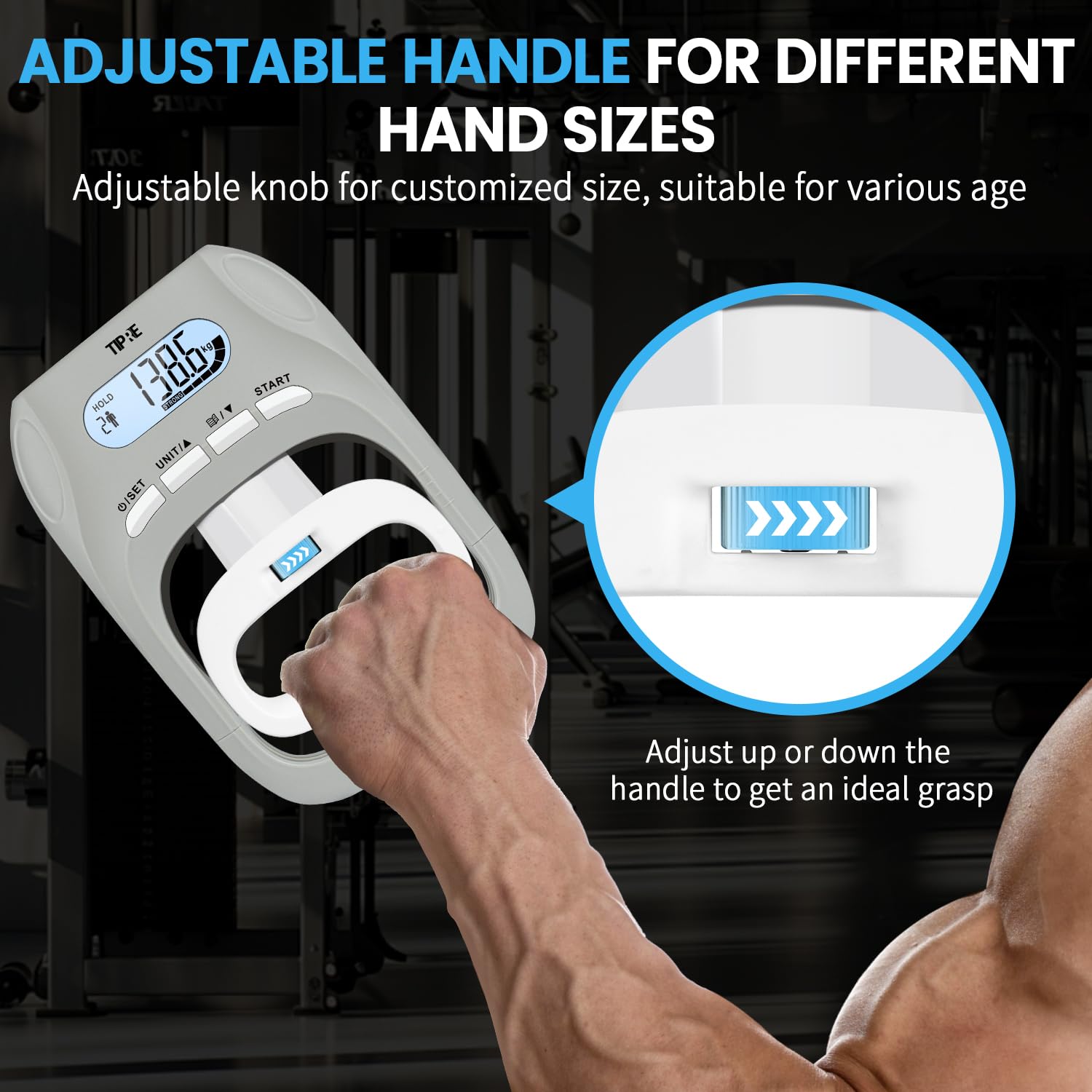Tipre 396Lbs/180Kg Grip Strength Tester, Digital Dynamometer With Lcd Display, Adjustable Hand Grip Training Gauge, Exercisers F