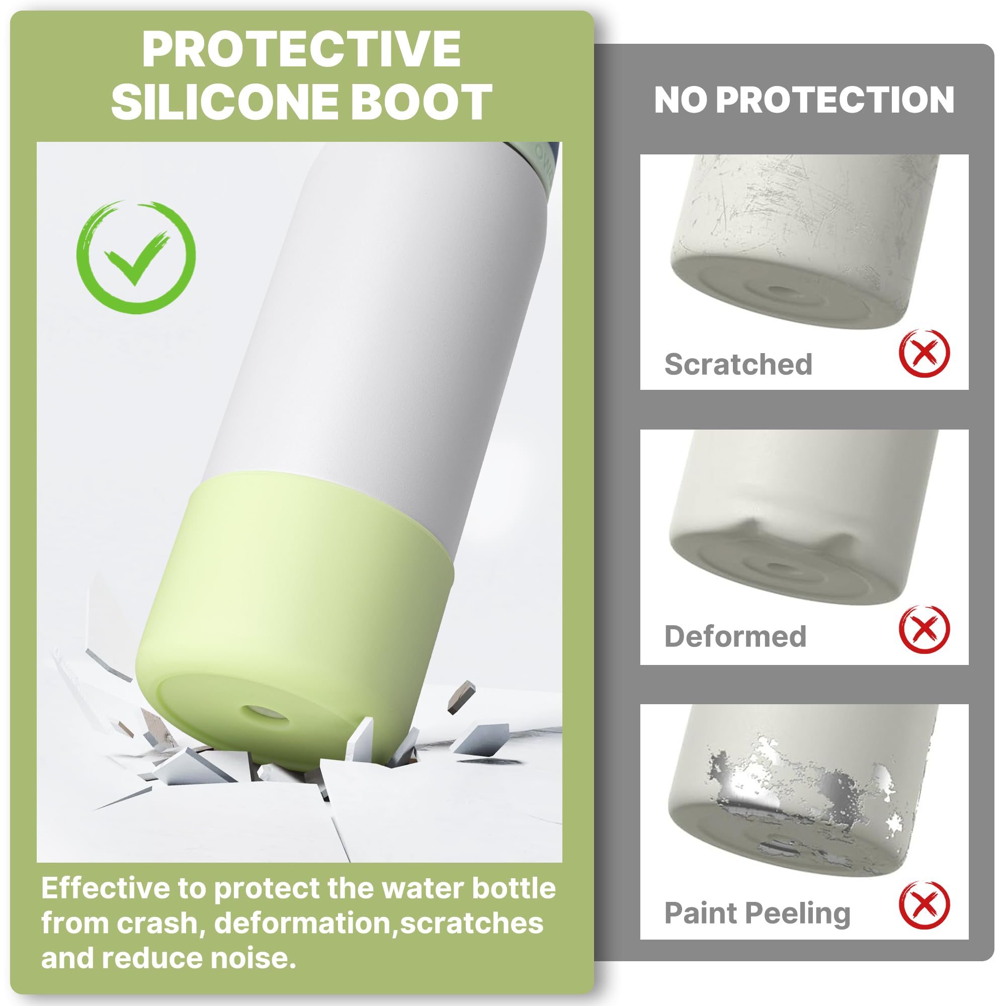 Diumepo Silicone Boot for Owala 32 oz Water Bottle, Anti-Slip Protective Sleeve, Boot Bottom Base (Green)