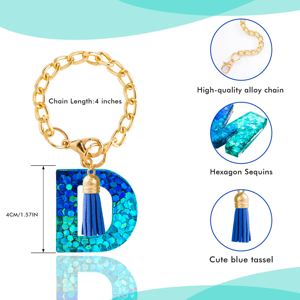 Letter Charm Accessories for Stanley Cup 1 PCS Cute Initial Keychain Handle Charm for Stanley Tumbler for Women Blue Letter D