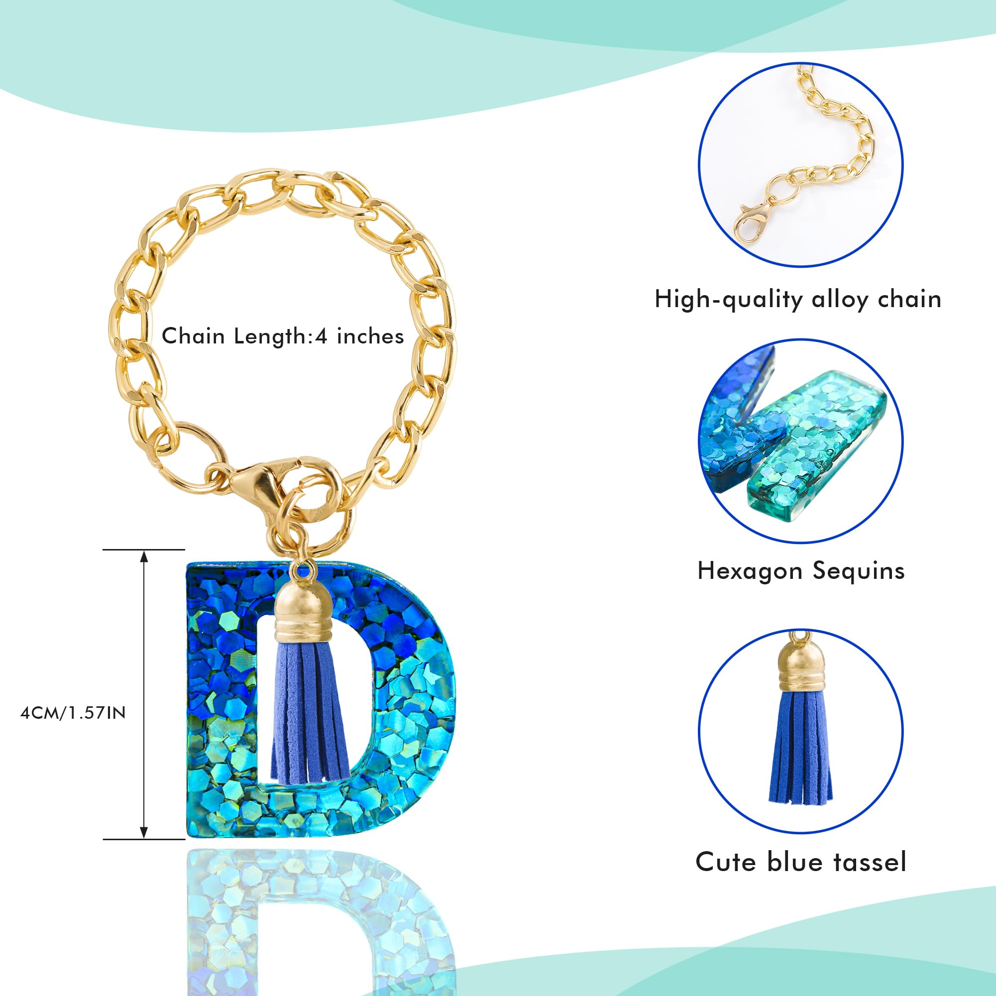 Letter Charm Accessories for Stanley Cup 1 PCS Cute Initial Keychain Handle Charm for Stanley Tumbler for Women Blue Letter D