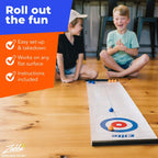 Elite Sportz Equipment Curling Game - Tabletop Games For Adults, Kids & Families - 4 Ft X 1 Ft Mat For Indoor Fun W/Bonus Travel