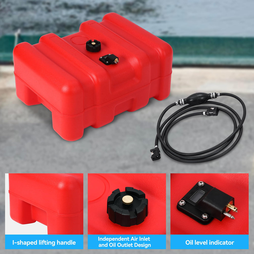 Peakpursuit Marine Tank, 12 Gallon Marine Portable Tank Outboard Marine Boat Tank With Line, I-Shaped Handle, Easy To Carry