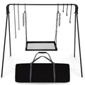 Bruntmor Grill Swing Campfire Cooking Stand BBQ Grill for Cookware & Dutch Oven Adjustable Collapsible Legs with Hooks & Accesso