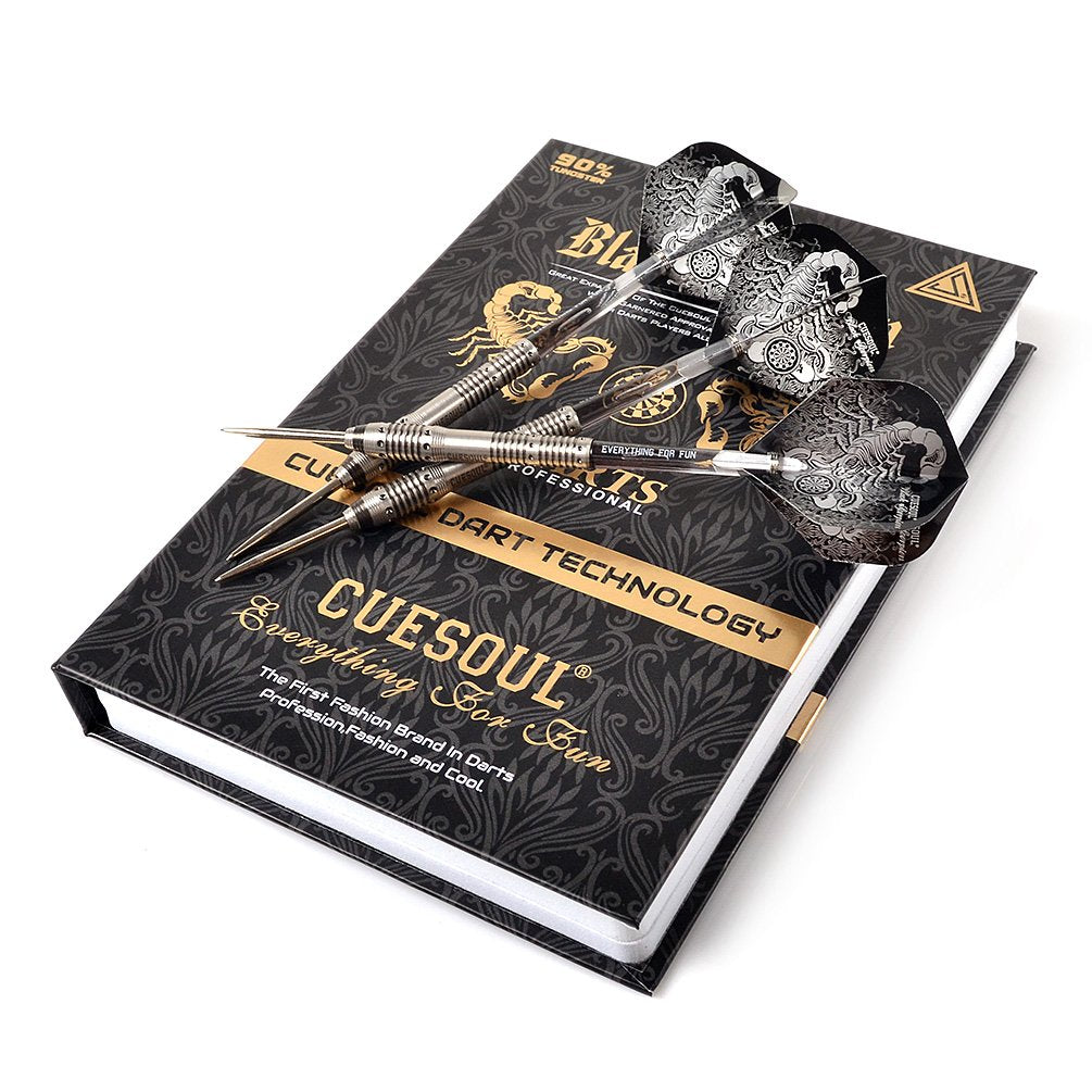Cuesoul Black Scorpion 24G Tungsten Steel Tip Dart Set,Barrel With Titanium Coated Finished