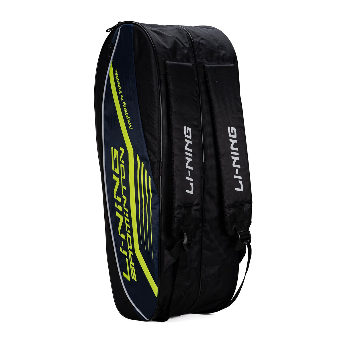 LiNing Hot Shot Triple Zipper Polyester Badminton Kit Bag (Black/DK Barney) | Easy  Access Compartments | Spacious | Unisex