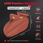 Zettum Bike Cover For Transport 3 Bikes - Outdoor Bike Covers For 3 Bikes On Rear Bike Rack Transport Heavy Duty Waterproof, 600