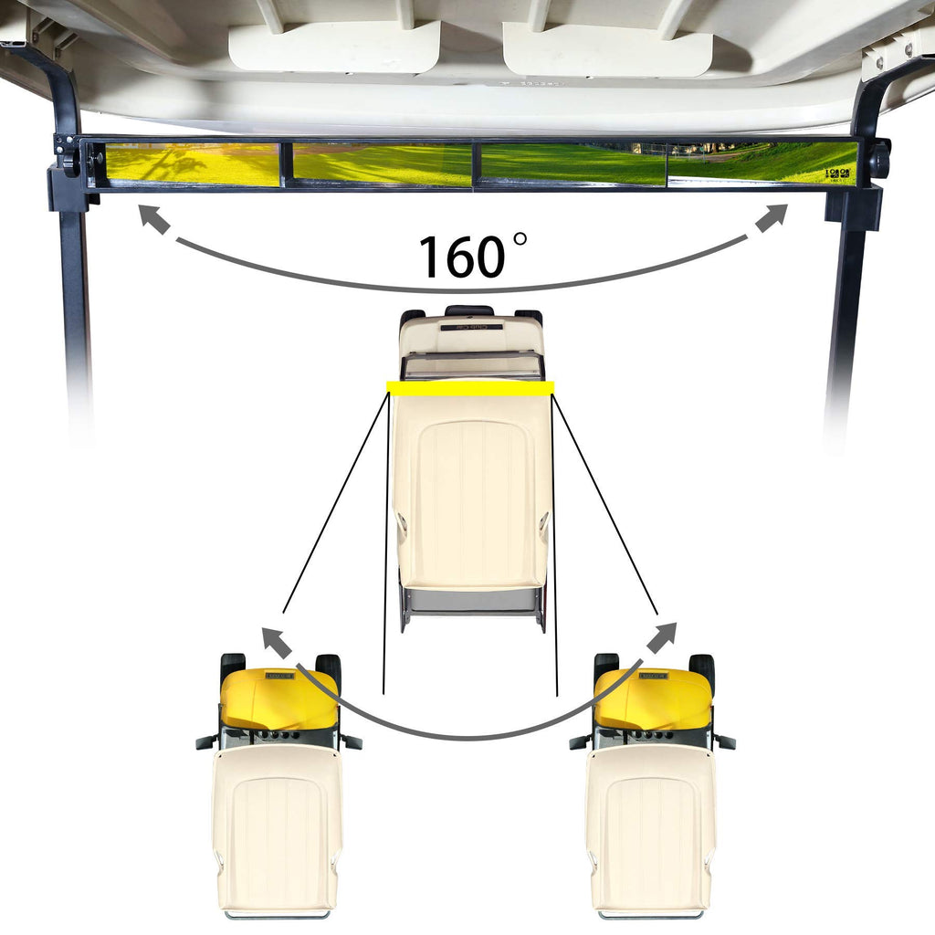 10L0L Universal Golf Cart 4 Panel Mirror For Yamaha Ezgo Club Car, Eliminate Blind Spots Rear View Mirror