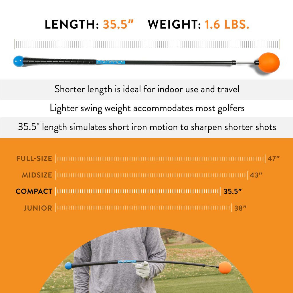 Orange Whip Compact Golf Swing Trainer Aid For Improved Rhythm, Flexibility, Balance, Tempo, Swing Plane, And Strength, Patented