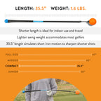 Orange Whip Compact Golf Swing Trainer Aid For Improved Rhythm, Flexibility, Balance, Tempo, Swing Plane, And Strength, Patented