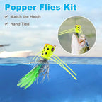 Ansnbo 12 Pcs Fly Fishing Popper Flies, Fly Popper Lures Bass Panfish Bluegill Crappie Popping Bug Sunfish Trout Salmon Poppers