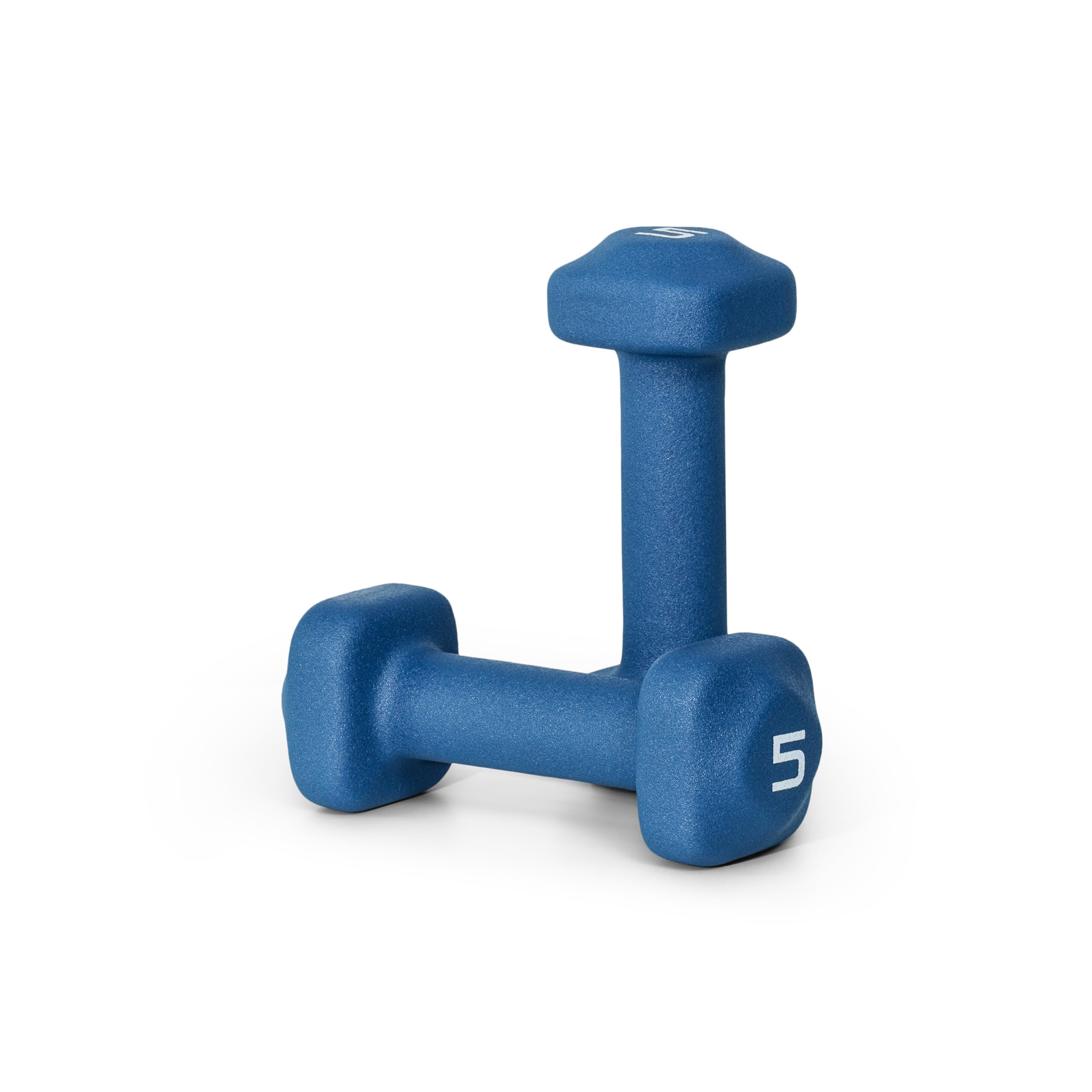 Tone Fitness 5 lb Neoprene Dumbbell Pair for Home Workouts - Non-Slip Design - Blue