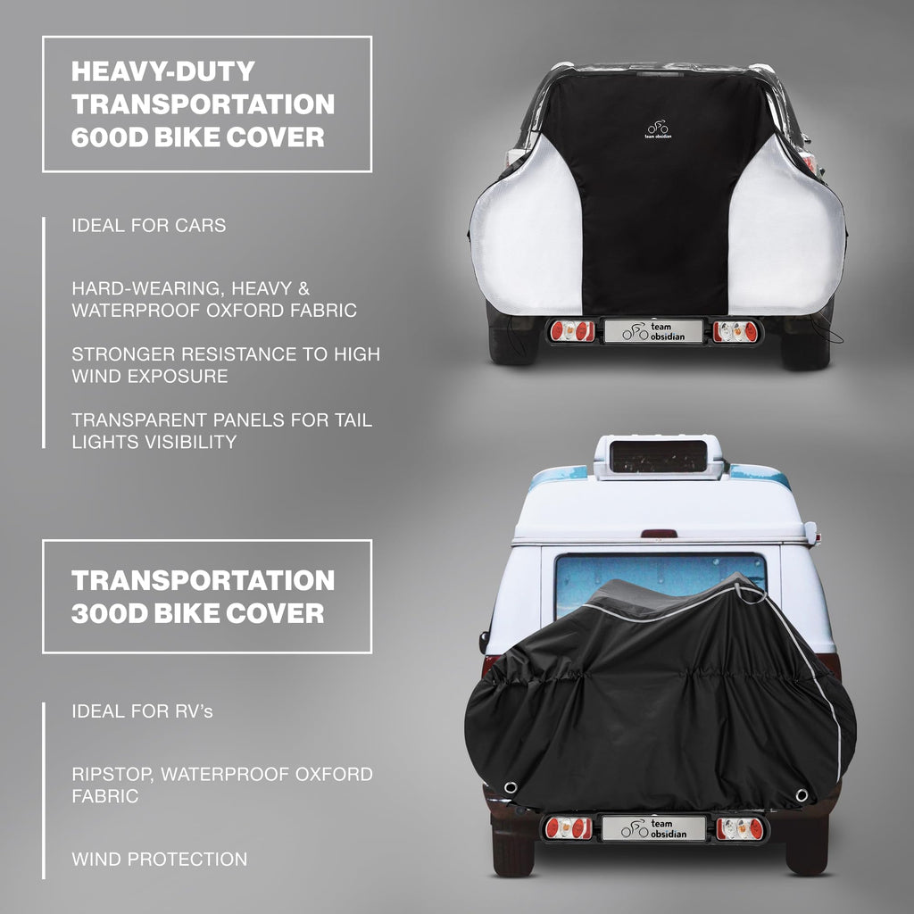 Team Obsidian | Outdoor Storage Or Travel Cover For 3 Bikes, Xx-Large Bike Cover, Ebike Accessories, Bicycle Cover, Heavy Duty,
