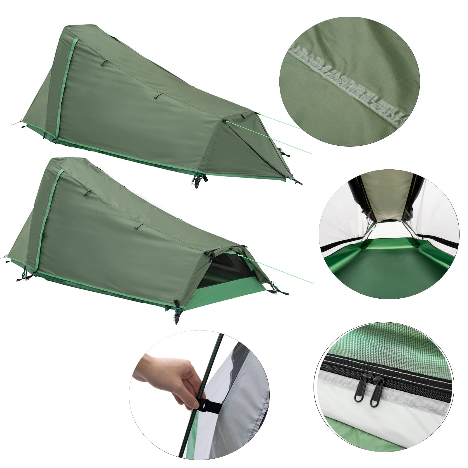 Geertop Lightweight 1 Person Bivy Tent For Camping 3 Season Waterproof Single Person Camp Tent For Backpacking Hiking Travel Out