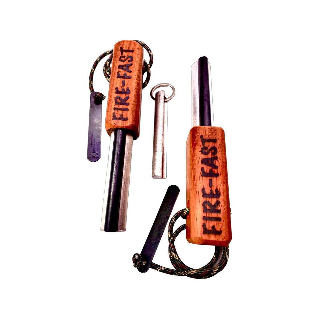 Fire-Fast Trekker Twin. Two Trekkers Plus Extra Mag Rod. Best Emergency Waterproof Survival Firestarters. Magnesium And Euro Fir