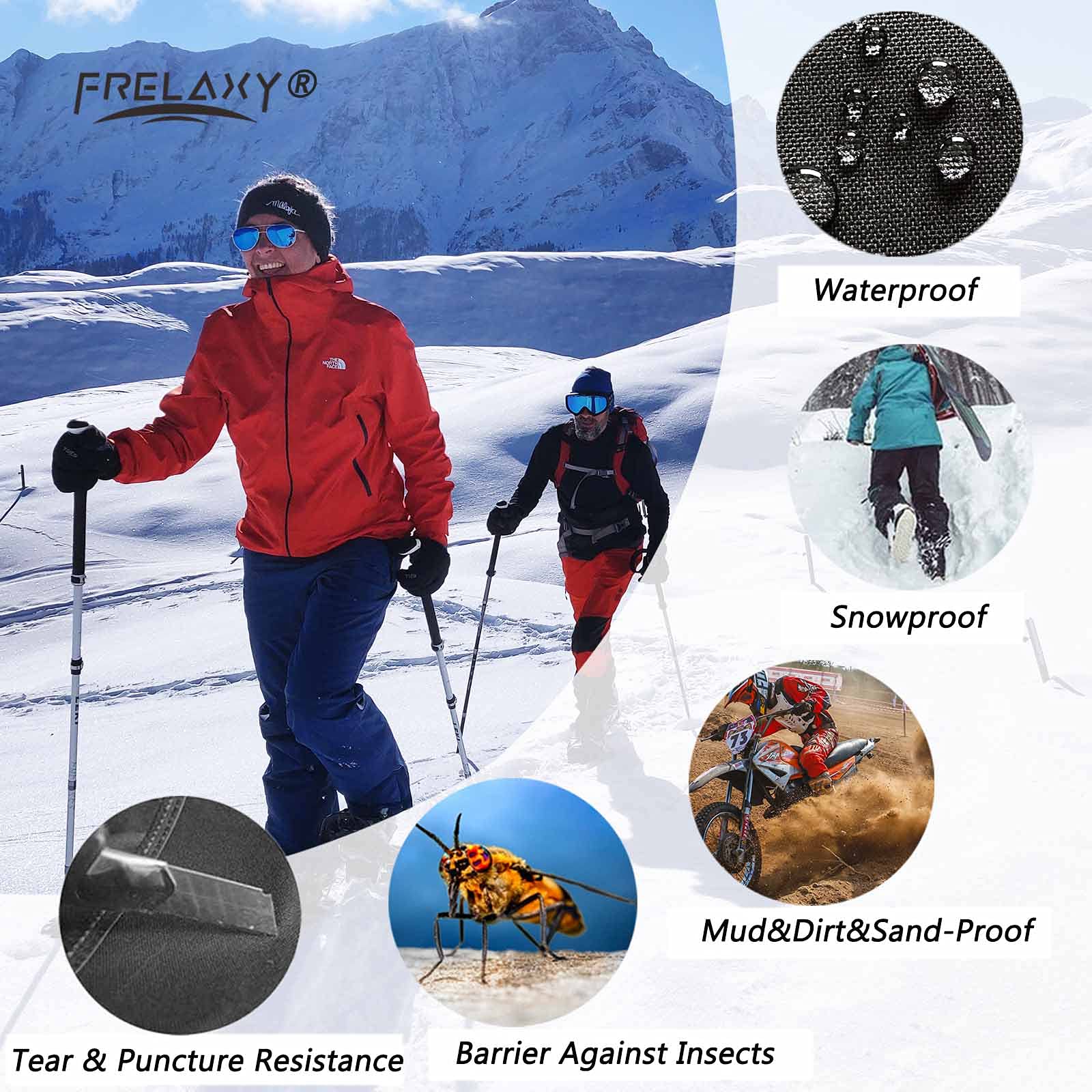 Frelaxy Leg Gaiters 100% Waterproof Hiking Gaiters, Hunting Gaiters With Upgraded Rubber Foot Strap, Adjustable Snow Boot Gaiter