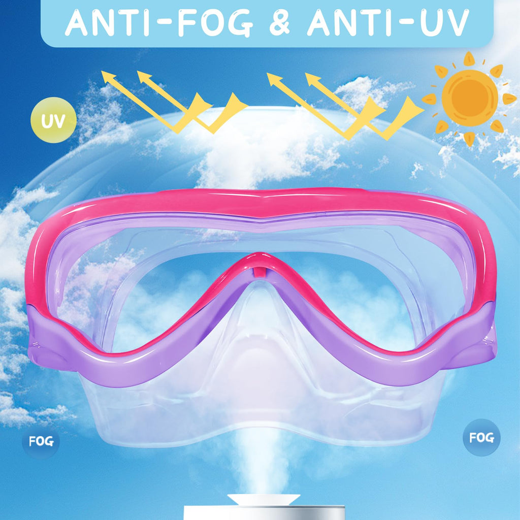Water Space 2 Pack Swim Goggles Swimming Goggles For Kids Youth Boys Girls Aged 3-6 4-7 6-14, Anti-Fog Waterproof Panoramic View