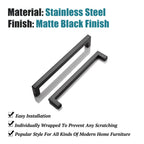 Knobwell 12 Pack Black Stainless Steel Kitchen Cabinet Door Handles, Euro Style Kitchen Drawer Pulls - Hole Centers 7-916, Overa