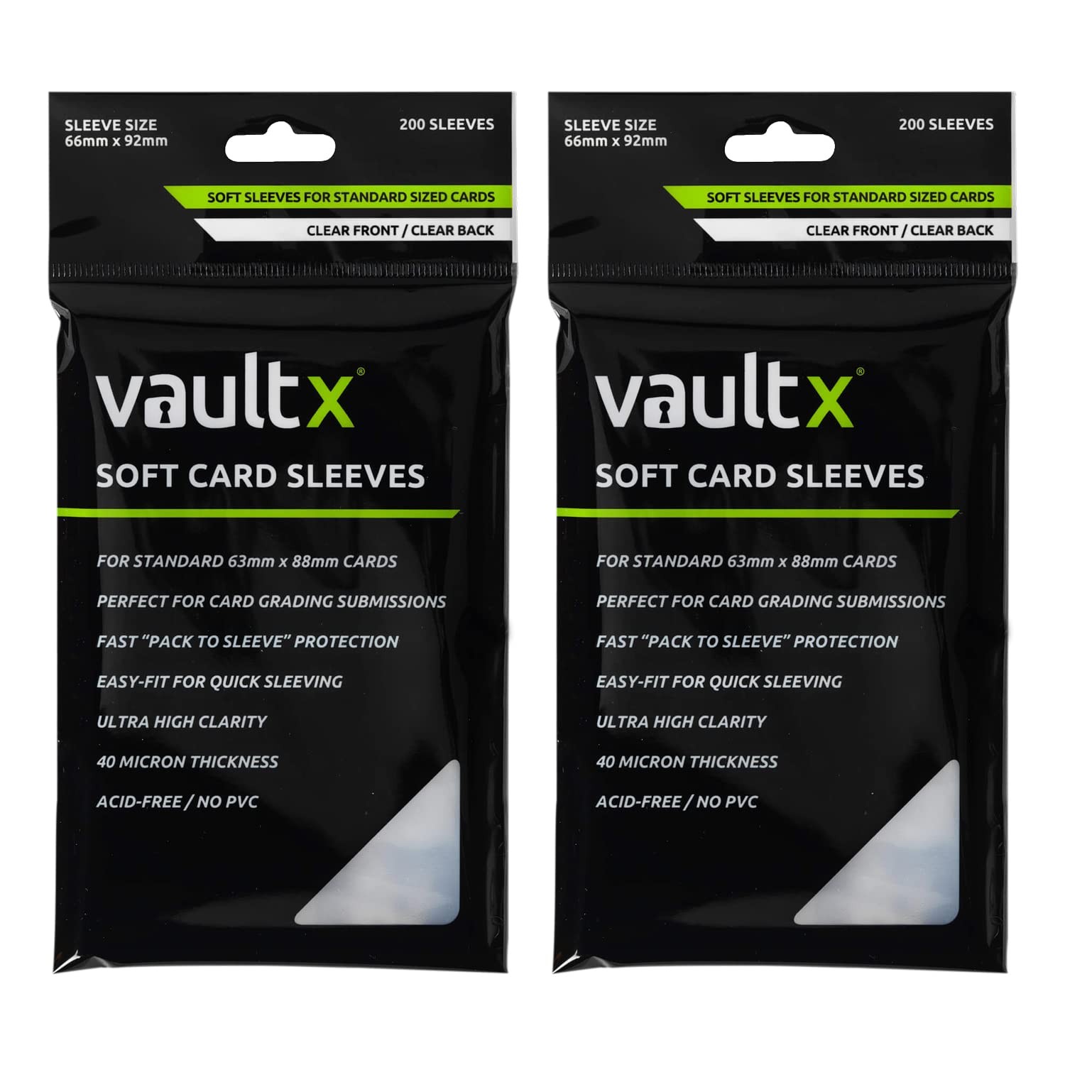 Vault X Soft Trading card Sleeves - 40 Micron High clarity Penny Sleeves for Tcg (400 Pack)