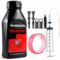 Threlaco Tubeless Tire Sealant Conversion Kit 250ml Tubeless Sealant with Rim Tape, Valve Stems and Injector Kit, Complete Conve