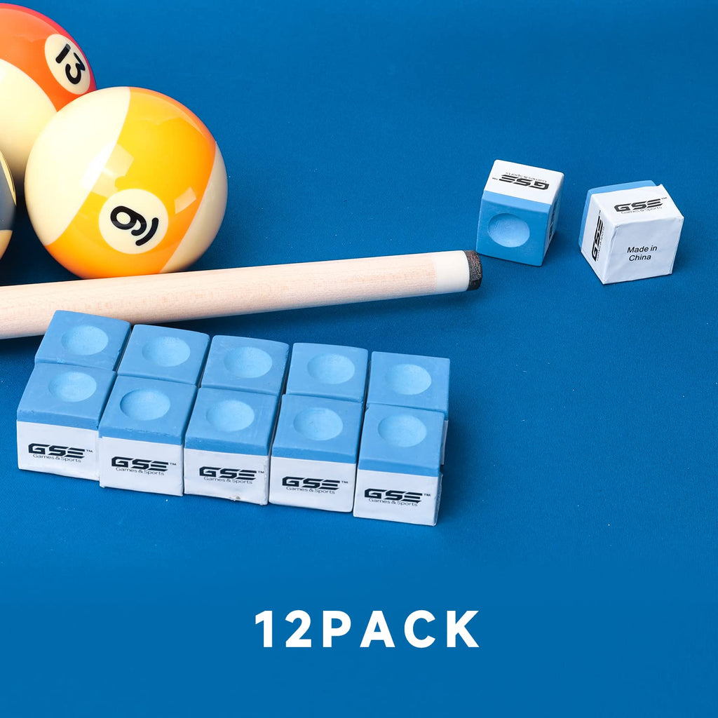 Gse 12-Pack Billiard/Pool Cue Chalks, Billiard Pool Table Accessories For Home/Tournament Use (Blue)
