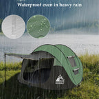 Hewolf 3-4 Person Pop Up Tents For Camping Easy Set Up Pop Up Tent Waterproof Portable Tent Automatic Setup With 2 Bigs Doors Fa