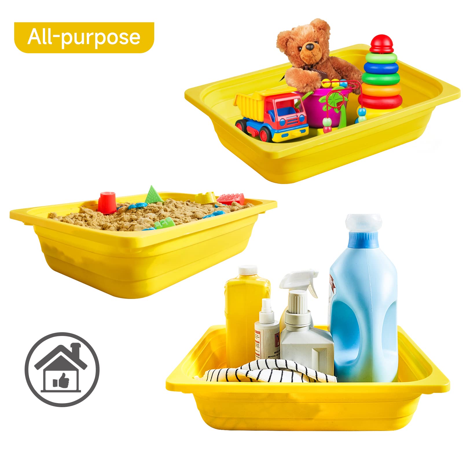 Beright Collapsible Storage Bin, Wash Basin Folding Dish Tub Sink, Space Saving For Dishing, Fruit And Camping, Hiking And Home,