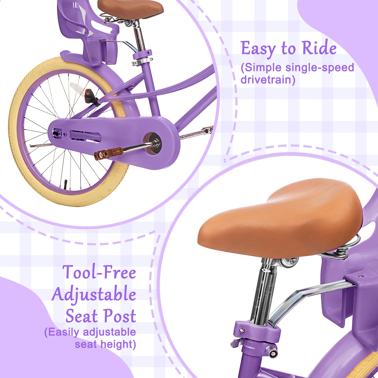 Glaf Toddler Girls Bike For 2-12 Years Old 12 14 16 20 Inch Girls Bike With Training Wheels And Baby Doll Seat Kids Bike Bicycle