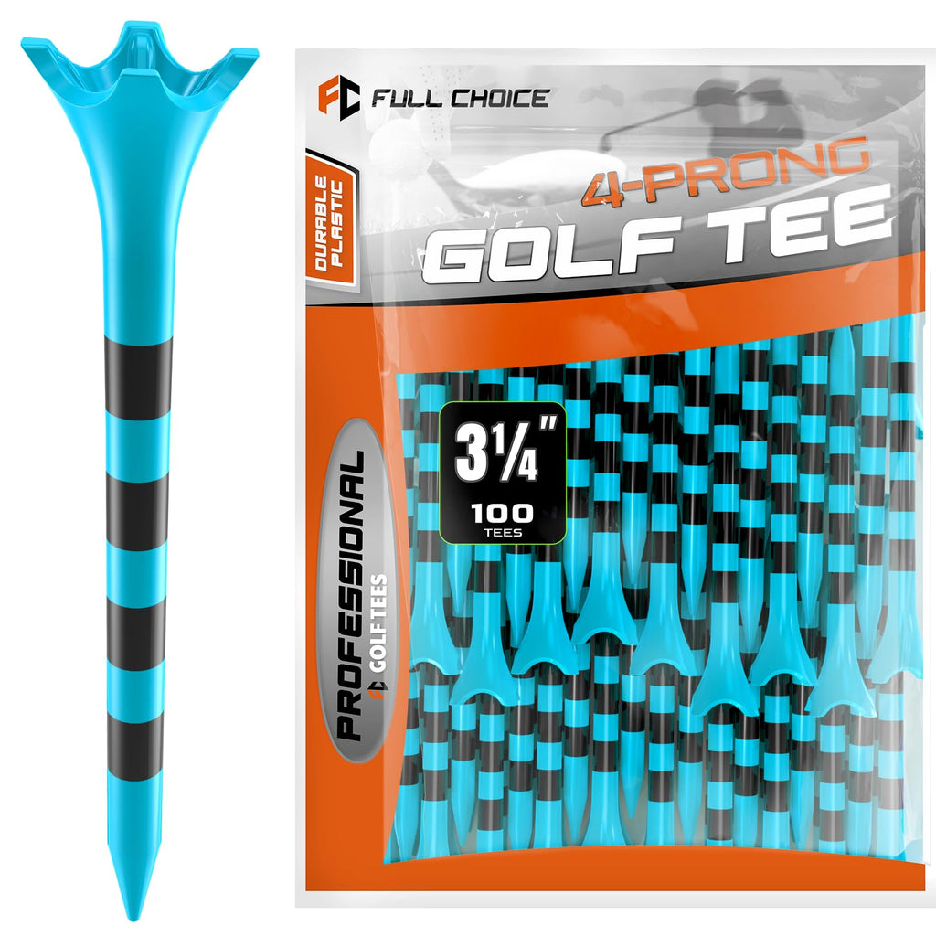Full Choice100 Pack 3-1/4 Plastic Golf Tees, Enhanced Durability & Stability, Engineered to Minimize Friction and Side Spin
