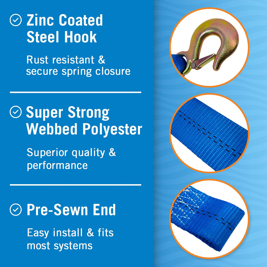 Boat Trailer Winch Strap With Hook Bow Boat Winch Strap Replacement For Hand Crank Trailer Heavy Duty Winch Strap With Hook Towi