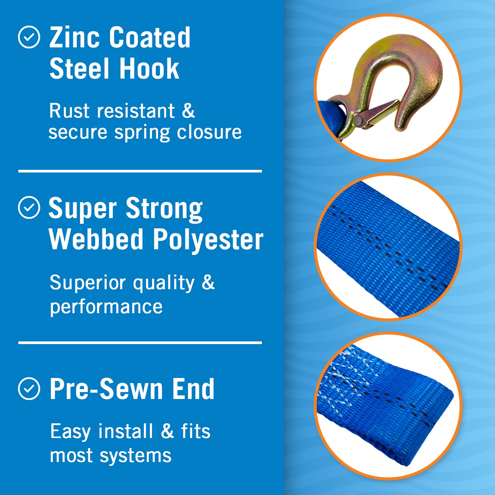 Boat Trailer Winch Strap With Hook Bow Boat Winch Strap Replacement For Hand Crank Trailer Heavy Duty Winch Strap With Hook Towi
