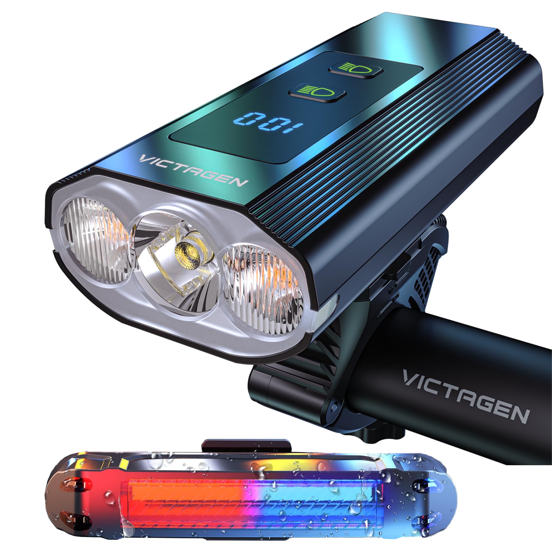 Victagen Bike Lights 8000 Lumen for Night Riding, , Super Bright 3 Cree LED Bike/Bicycle Headlight with High Beam & Low Beam Typ