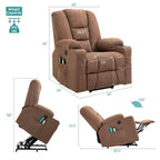 Meetwarm Power Lift Chair Electric Recliner For Elderly Heated Vibration Massage Soft Fabric Recliner Chair With 2 Remote Contro