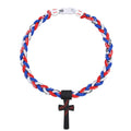 Kehuify Baseball Rope Tornado Cross Necklace - Three-Braid Titanium Sports Necklace for Boys (Red, White, Blue)