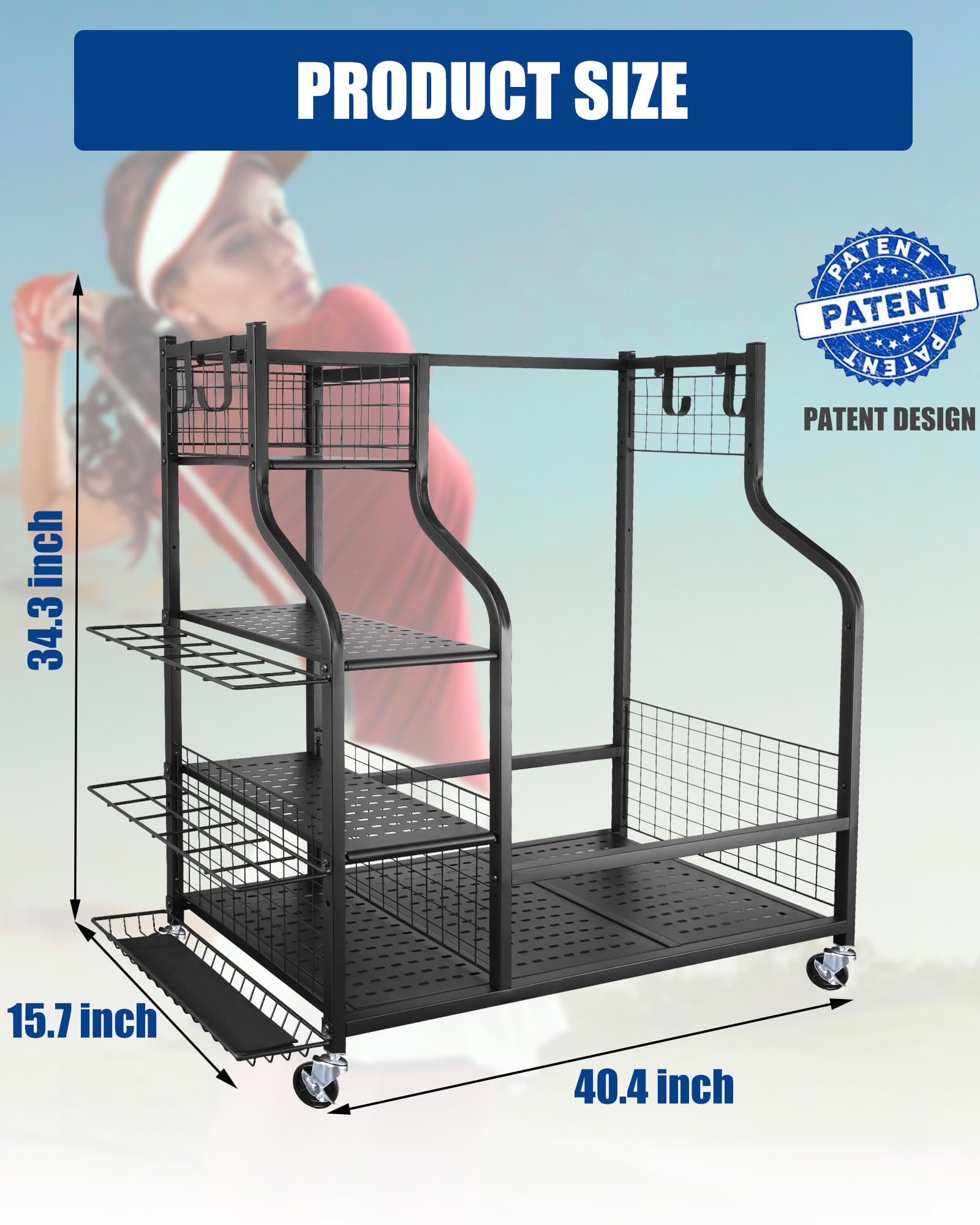 Mythinglogic Golf Storage Garage Organizer,Golf Bag Storage Stand And Other Golfing Equipment Rack,Extra Large Design For Golf C