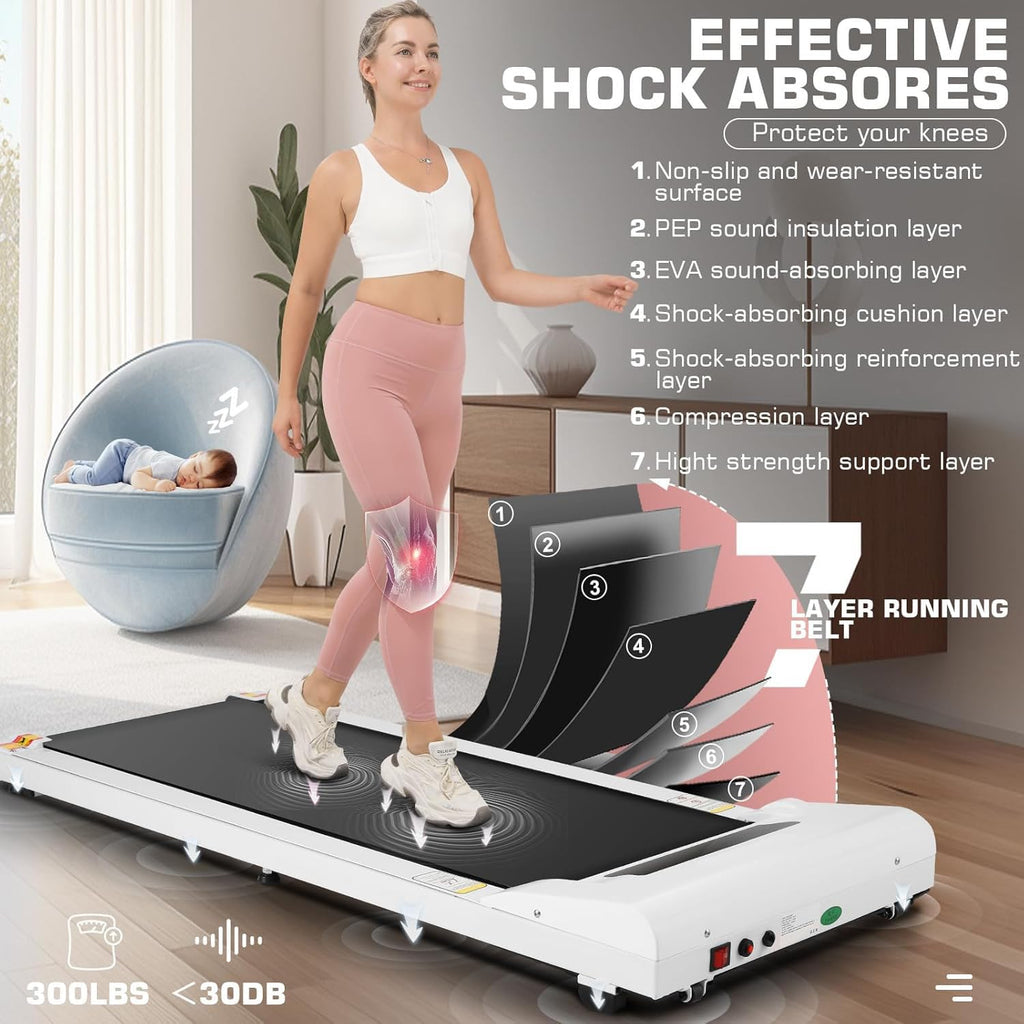Walking Pad Under Desk, Funmily 2.5Hp Small Treadmill For Home/Office, 2025 Upgrade 3-In-1 Mini Treadmill With App, Remote Contr