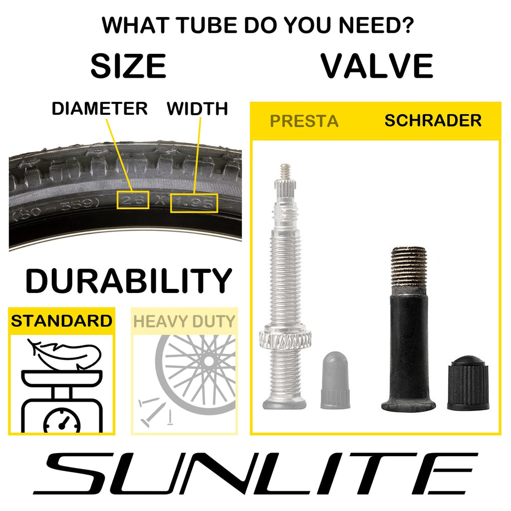 Sunlite Schrader Valve Bicycle Tubes, 26 X 1.50-1.75'' / 32Mm Valve